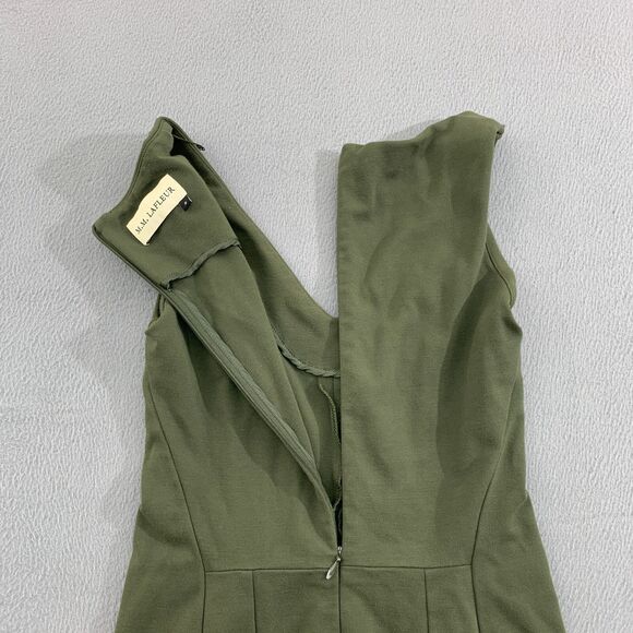 MM Lafleur Women 2 Rachel Dress Ponte Green Sleeveless Stretch Sheath Office - Picture 16 of 16